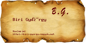 Biri György névjegykártya